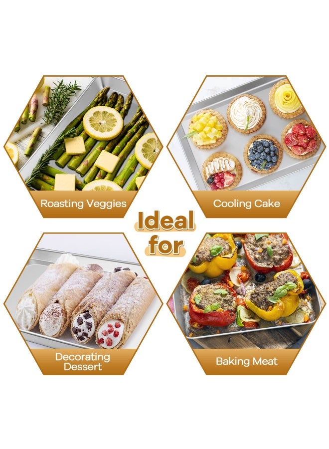 2 Pack Small Stainless Steel Oven Baking Tray 23x18x2.5cm, Non Toxic Rust Free Cookie Sheet Pan Mirror Finish Dishwasher Safe for Cooking Roasting - Image 5